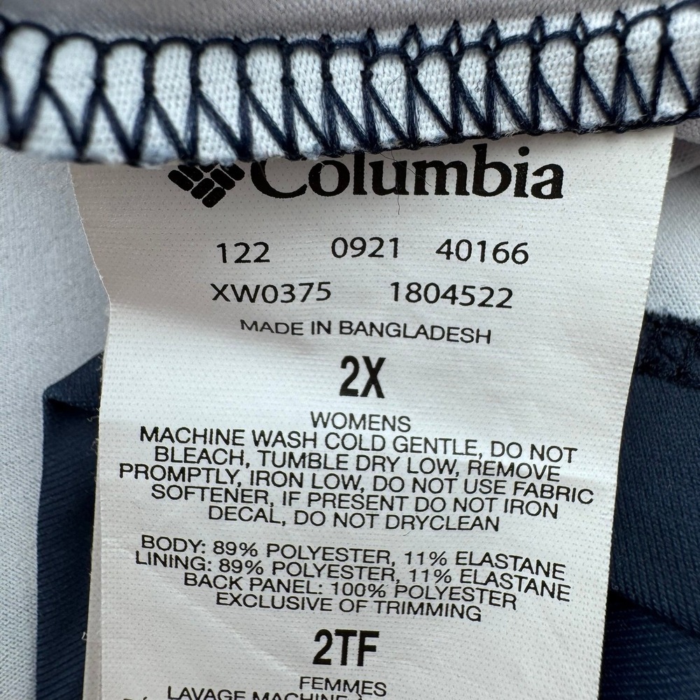 COLUMBIA Women's 2X Navy Yellow Palm Tropical Cooling Freezer III Dress UPF 50 - Picture 4 of 6